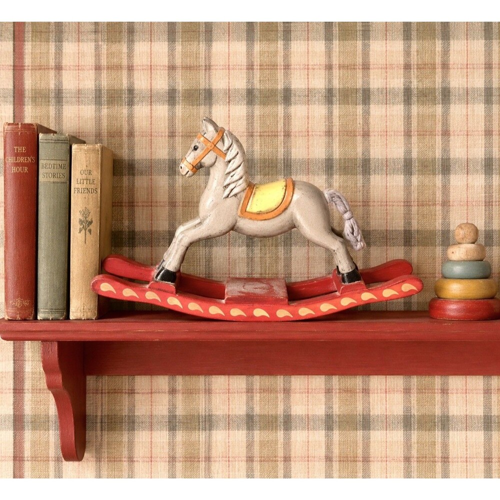 Vintage Primitive Rocking Horse Wooden Folk Art Hand Painted Carved Wood 10"L